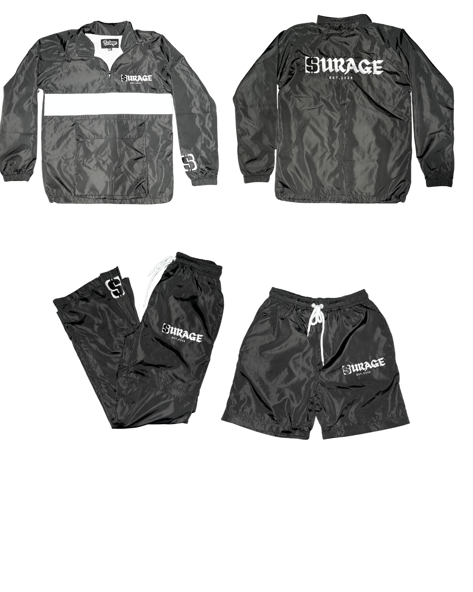 BLACK QUARTER ZIP WINDBREAKER SET