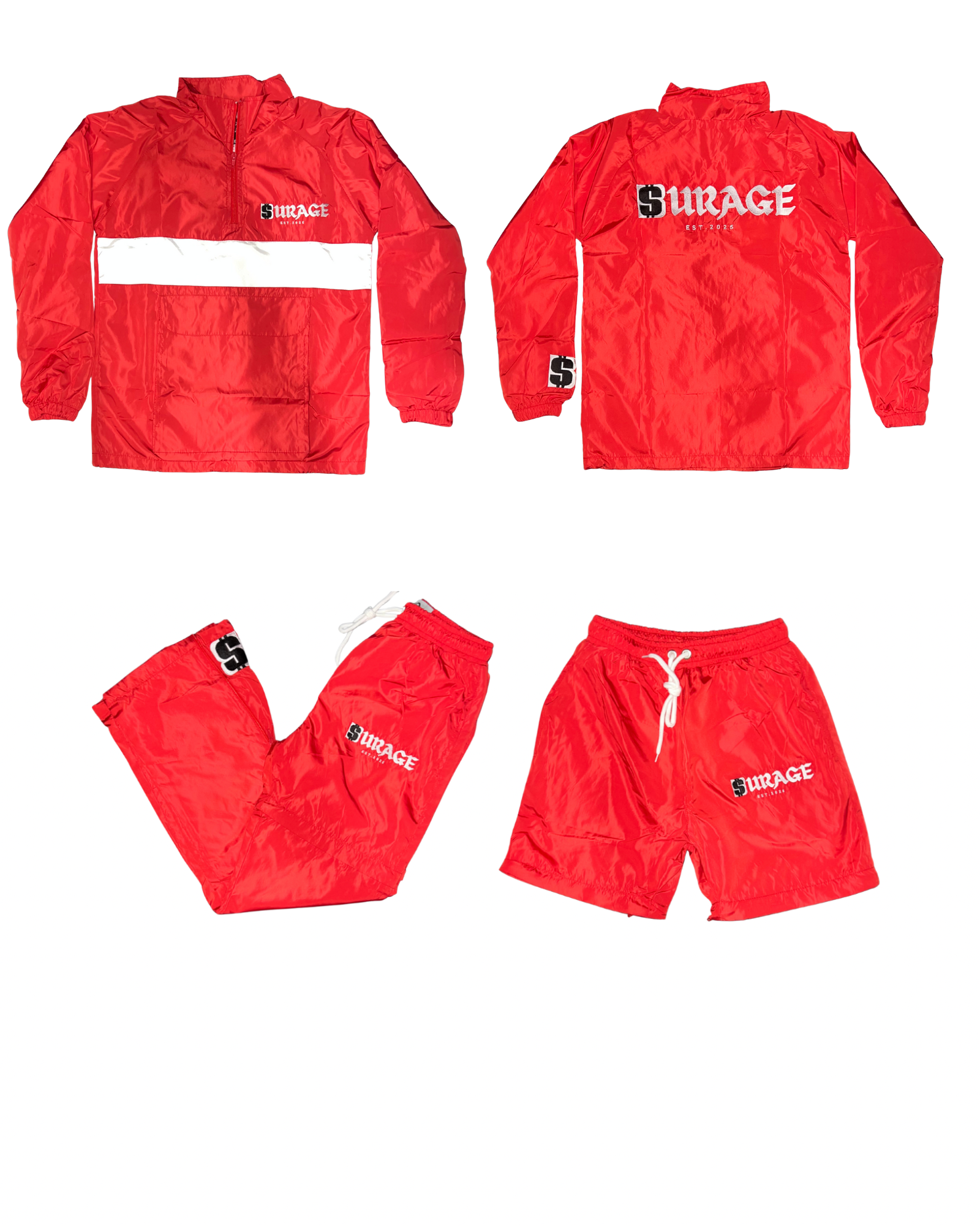 RED QUARTER ZIP WINDBREAKER SET